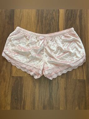 Soft Pink crushed velvet bloomer style shorts